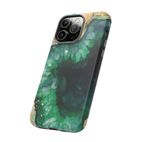 Green Geode in Watercolor - Impact Resistant Phone Case